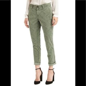Gap Green Cotton Paisley Print Girlfriend Chino Size 16